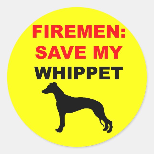 Pegatina Redonda Personalizado Guardar mi Whippet (Anverso)