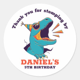 Pegatina Redonda Personalizado Guay T-Rex Dinosaur Kids Fiesta de c