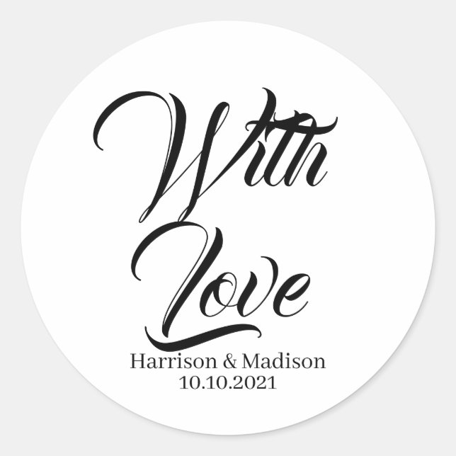 Pegatina Redonda Personalizado guion Boda regalo pegatinas de etiqu (Anverso)