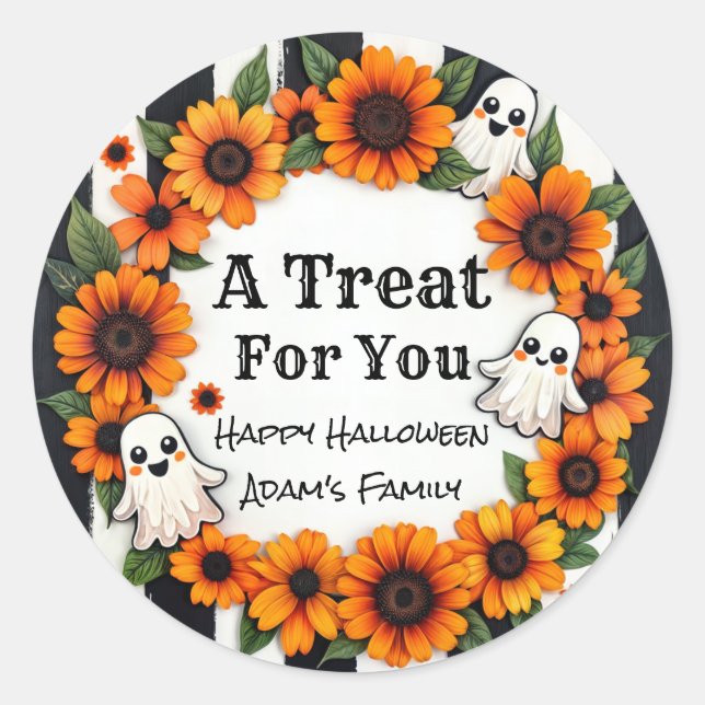 Pegatina Redonda Personalizado Halloween Party Favor - 'Un trato pa (Anverso)