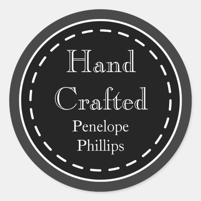 Pegatina Redonda Personalizado Hand Crafted Business Pegatinas (Anverso)