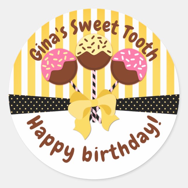 Pegatina Redonda Personalizado Happy Birthday Bakery Box Seals Sm (Anverso)