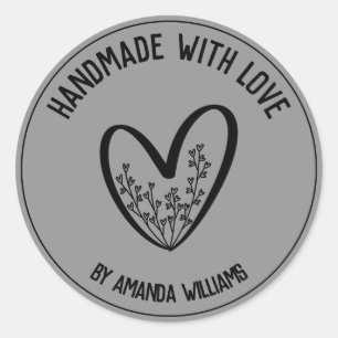 Pegatina Redonda Personalizado hecho a mano con amor