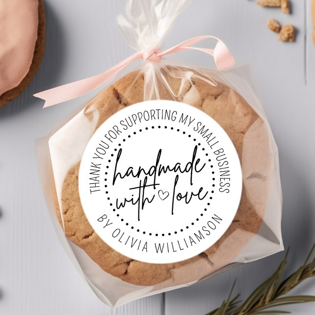 Pegatina Redonda Personalizado hecho a mano con amor Gracias Pequeñ (Subido por el creador)