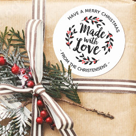 Pegatina Redonda Personalizado hecho con Navidades de amor