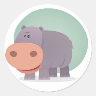 Pegatina Redonda Personalizado Hippo