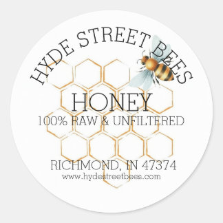 Pegatina Redonda Personalizado Honey Jar Label Editable Round Bee P