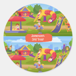 Pegatina Redonda Personalizado infantil juguetón nombre divertido