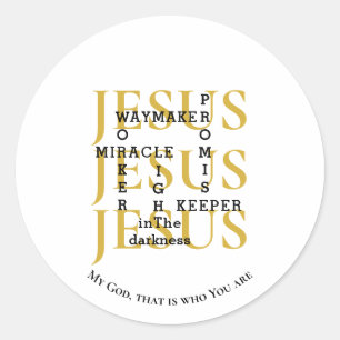 Pegatina Redonda Personalizado JESUS Waymaker Christian