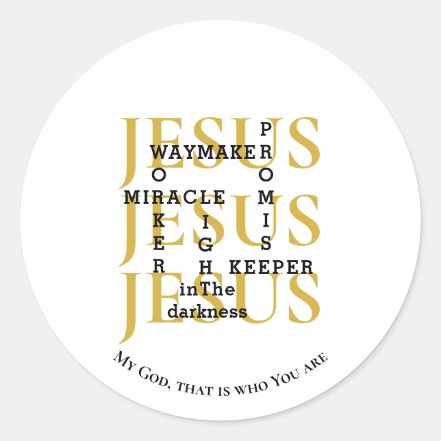 Pegatina Redonda Personalizado JESUS Waymaker Christian (Anverso)