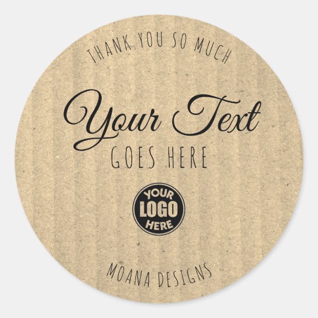 Pegatina Redonda Personalizado Kraft Label Vintage Simple Trendy (Anverso)