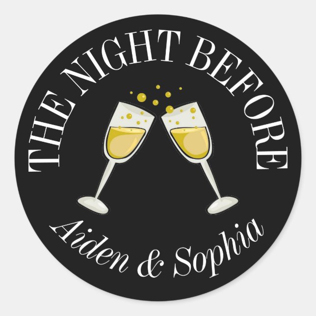 Pegatina Redonda Personalizado la noche anterior a los pegatinas (Anverso)