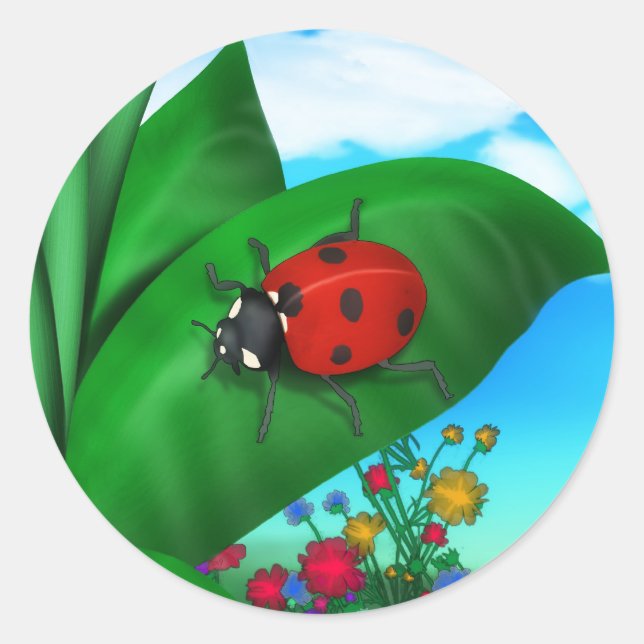 Pegatina Redonda Personalizado Lady Bug (Anverso)
