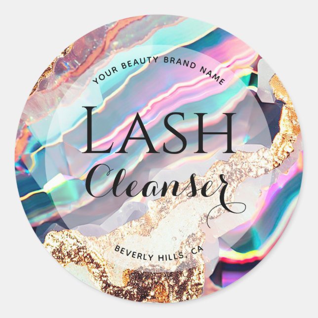 Pegatina Redonda Personalizado Lash Cleanser De Lujo Faux Irilish A (Anverso)