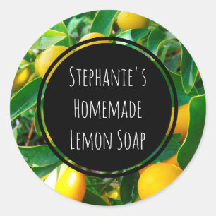 Pegatina Redonda Personalizado Lemon Fragrance Bottle Jar Garden Et