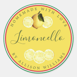 Pegatina Redonda Personalizado Limoncello de fabricación casera Ban