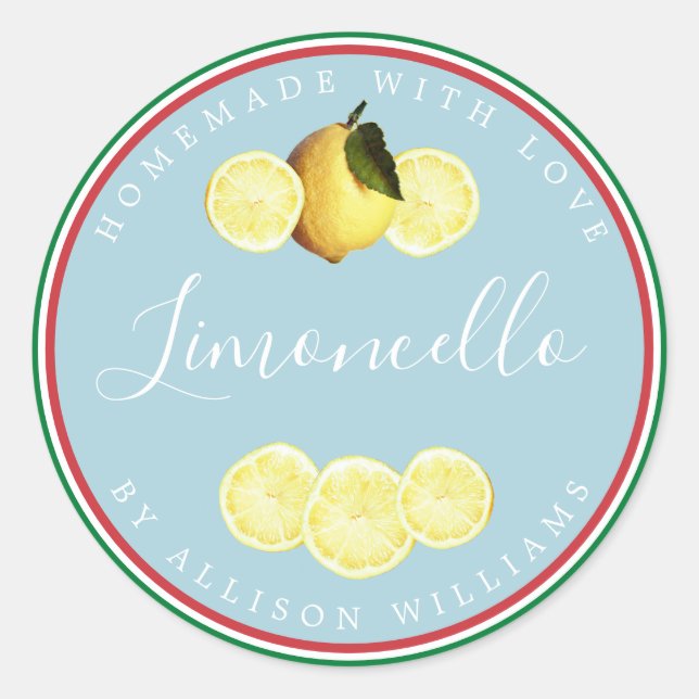 Pegatina Redonda Personalizado Limoncello de fabricación casera Ban (Anverso)