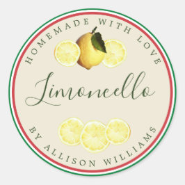 Pegatina Redonda Personalizado Limoncello de fabricación casera Ban