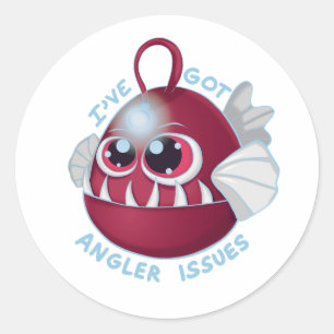 Pegatina Redonda Personalizado lindo Anglerfish con texto