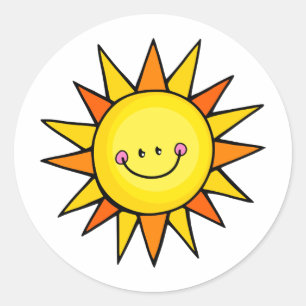 Pegatina Redonda Personalizado lindo Feliz verano sonriente sonrien