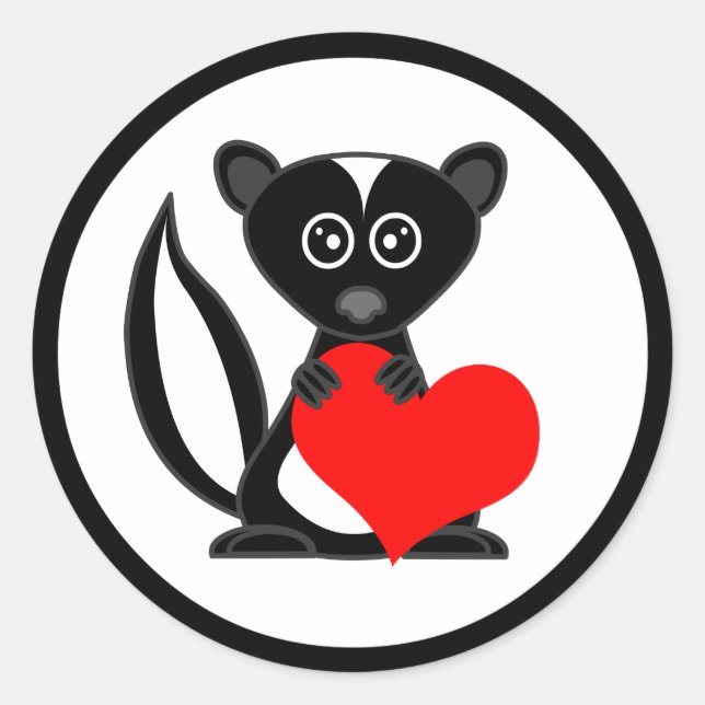 Pegatina Redonda Personalizado lindo Pegatinas de corazón con malet (Anverso)