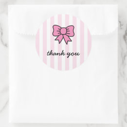 Pegatina Redonda Personalizado lindo Rosa Bow Gracias