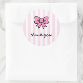 Pegatina Redonda Personalizado lindo Rosa Bow Gracias