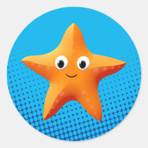 Pegatina Redonda Personalizado lindo Starfish Blue Ocean Classic