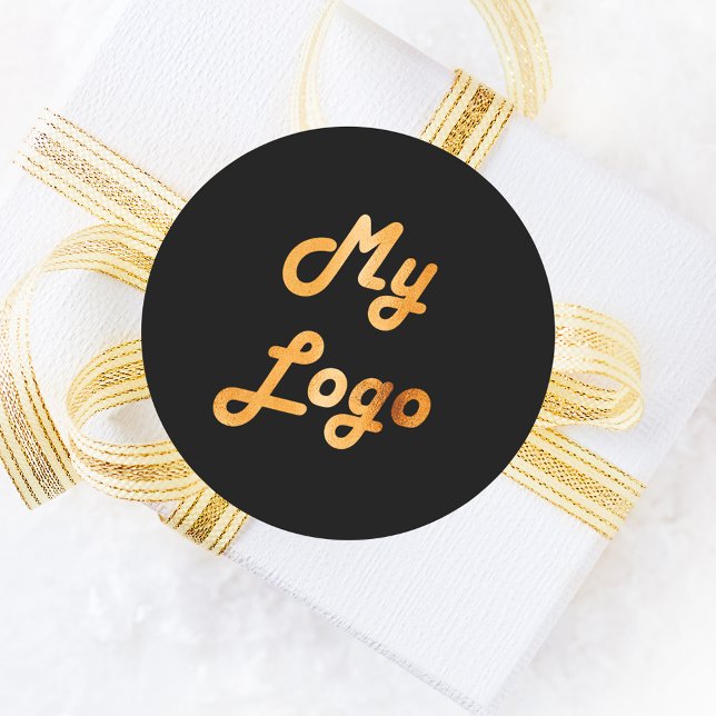 Pegatina Redonda Personalizado logo imagen negocios oro negro (Subido por el creador)