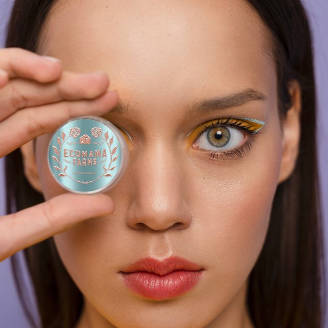 Pegatina Redonda Personalizado Logotipo Rosa de ejemplo de prueba d (Custom Logo Gold Teal Mint Tester Sample Rose Classic Round Sticker)