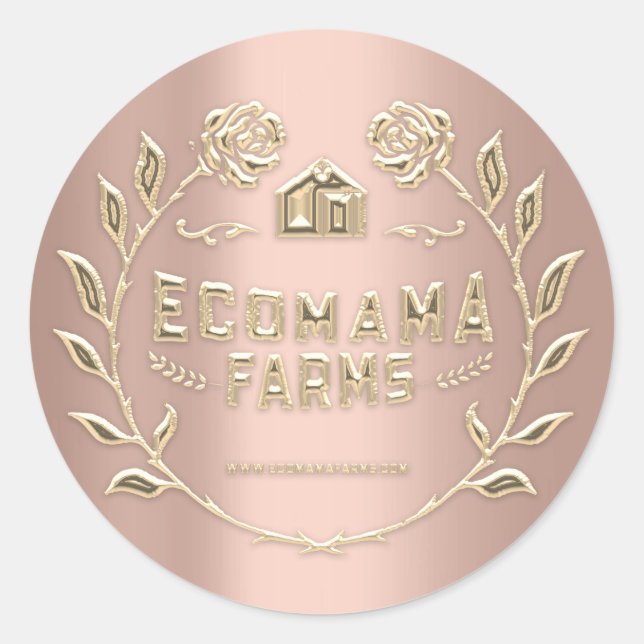 Pegatina Redonda Personalizado Logotipo Rosa Dris Tester Ejemplo Em (Anverso)