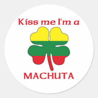Pegatina Redonda Personalizado macedonio me besa soy Machuta