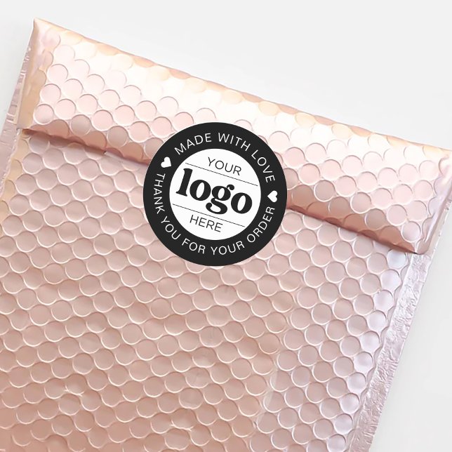 Pegatina Redonda Personalizado Marca Business Logo Gracias | Negro (Subido por el creador)