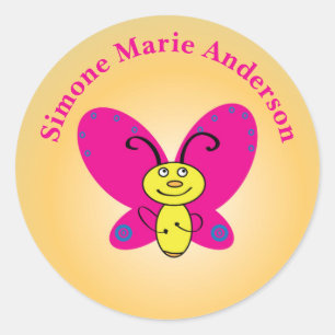Pegatina Redonda Personalizado Mariposa Funny Face Personalizado