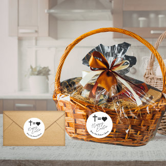 Pegatina Redonda Personalizado Minimalista Feliz Pascua de Resurrec