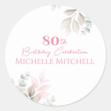 Personalizado moderno 80 cumpleaños Floral rosa