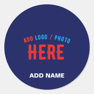 PEGATINA REDONDA PERSONALIZADO MODERNO ELEGANTE NAVY AZUL VERIFICAD