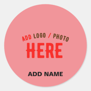 PEGATINA REDONDA PERSONALIZADO MODERNO ELEGANTE SALMON PINK VERIFIC