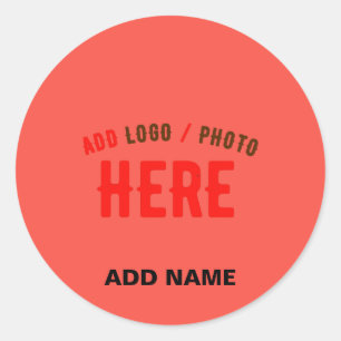 PEGATINA REDONDA PERSONALIZADO MODERNO ESTILO NARANJA ROJO VERIFICA