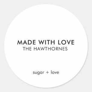 Pegatina Redonda Personalizado Moderno Minimalista Hecho Con Amor