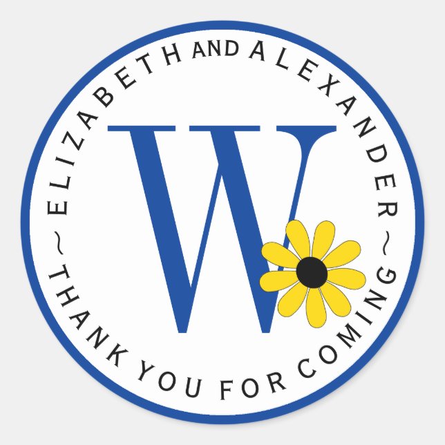 Pegatina Redonda Personalizado Monograma Circular Texto Sr. y Sra.  (Anverso)