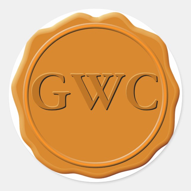 Pegatina Redonda Personalizado Monograma de sellado de cera de cobr (Anverso)