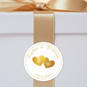 Pegatina Redonda Personalizado Monograma Parejas Iniciales Boda