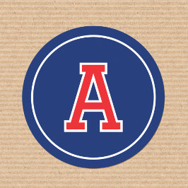 Pegatina Redonda Personalizado Monograma retro tipografía marina az