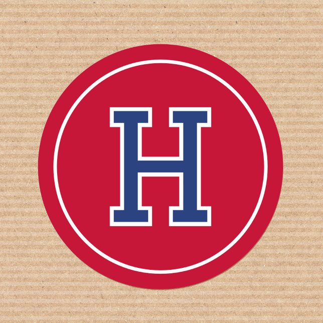 Pegatina Redonda Personalizado Monograma Típografía Retro Armada Ro (Subido por el creador)