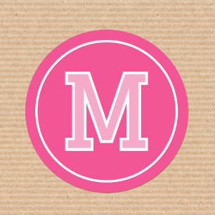 Pegatina Redonda Personalizado Monograma Típografía retro Rosa