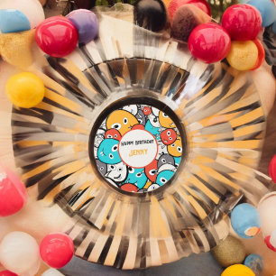 Pegatina Redonda Personalizado multicolor Doodle Monster