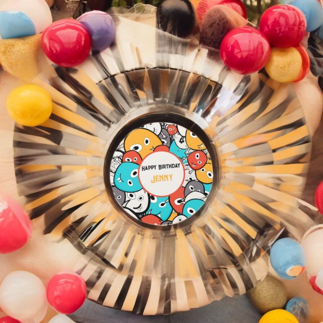 Pegatina Redonda Personalizado multicolor Doodle Monster (Halloween monster party theme sticker,birthday party sticker,gift pack,envelope,return gift sticker)