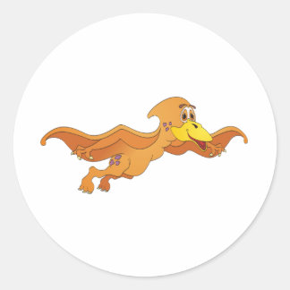 Pegatina Redonda Personalizado Naranja de pterodáctilo