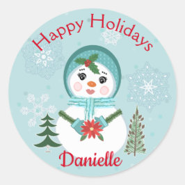 Pegatina Redonda Personalizado navidad Jolly Snow Mujer